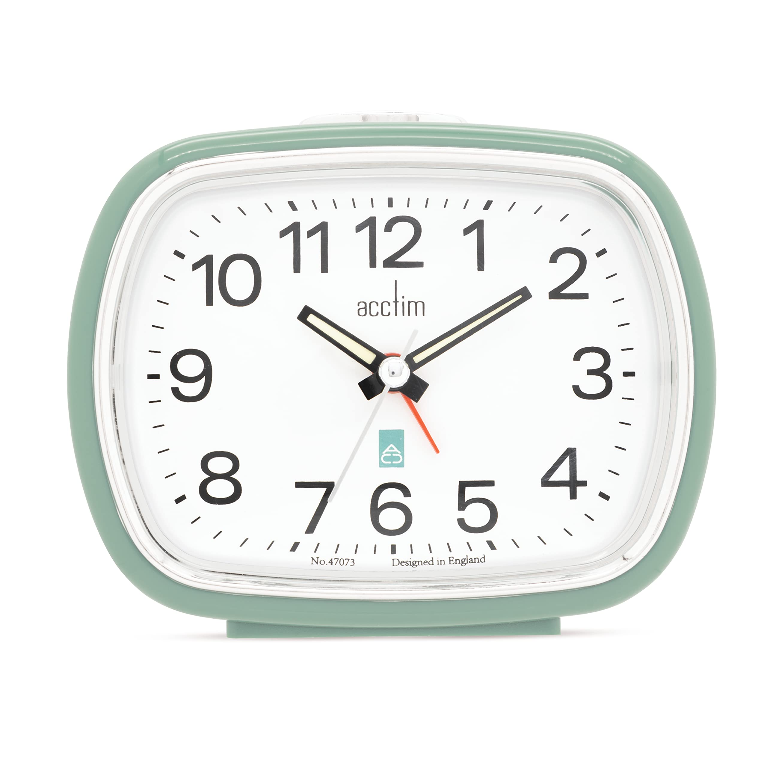 Acctim Camille Analogue Alarm Clock Quartz Luminous Hands Chrome Bezel (Sage)