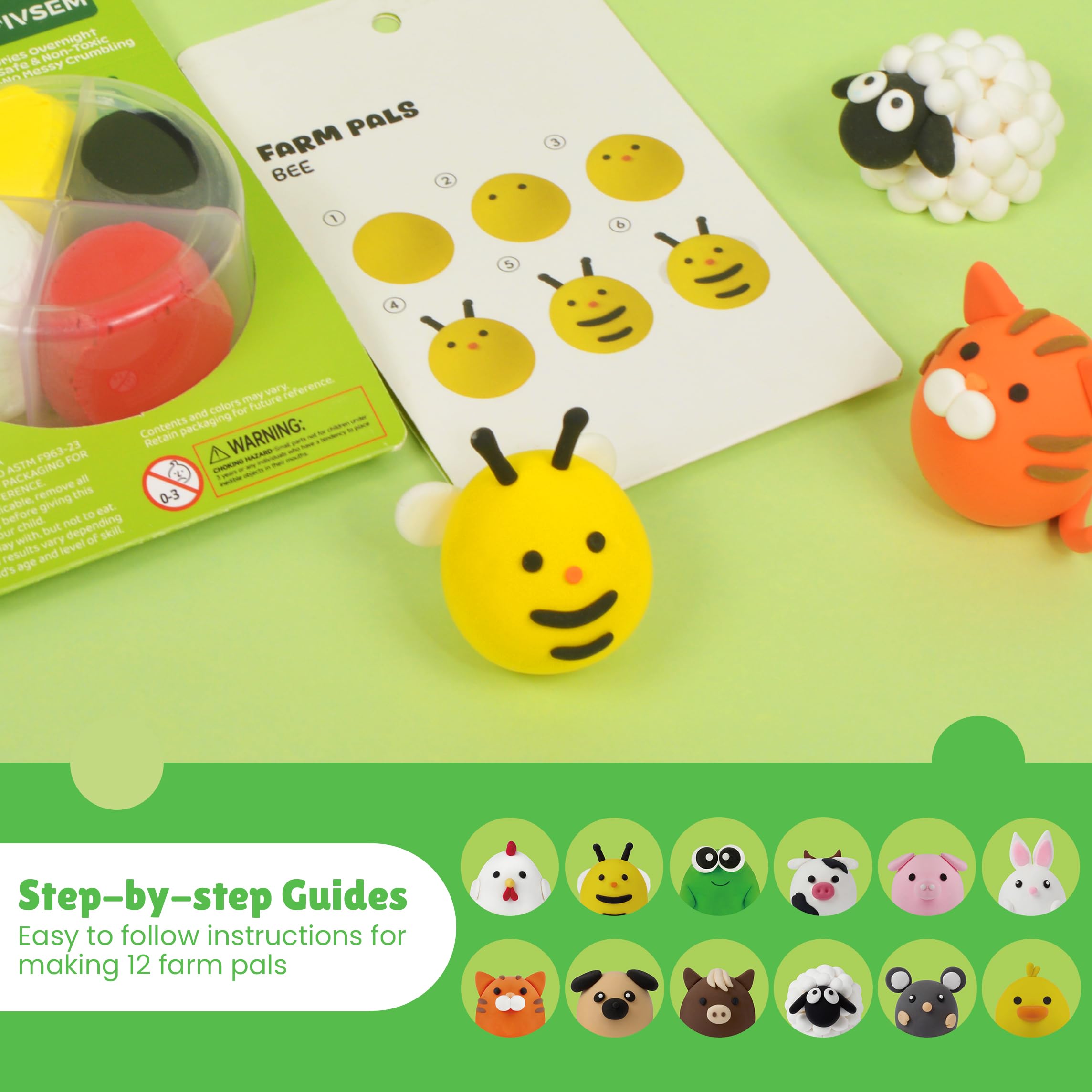 Air Dry Clay for Kids, Air Dry Clay Kit 12 Cans with Sculpting Tools and Tutorials, Soft, Safe and Non-Toxic Modeling Clay for Kids, Magic Molding Clay Set for Boys & Girls Crafts