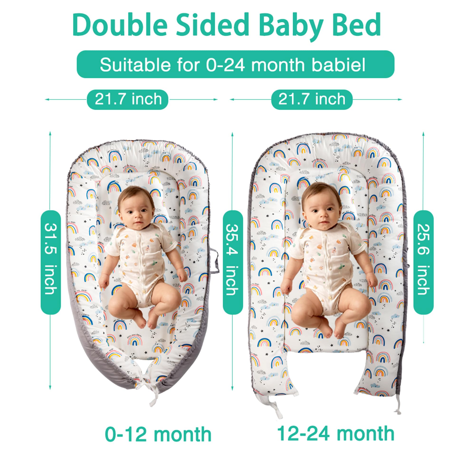 Baby Nest Pod für Neugeborene, Babyliege für 0-12 Monate Jungen Mädchen, 100% Baumwolle Baby Schlafnest, Baby Essentials für Neugeborene, Baby Geschenke (Grau)