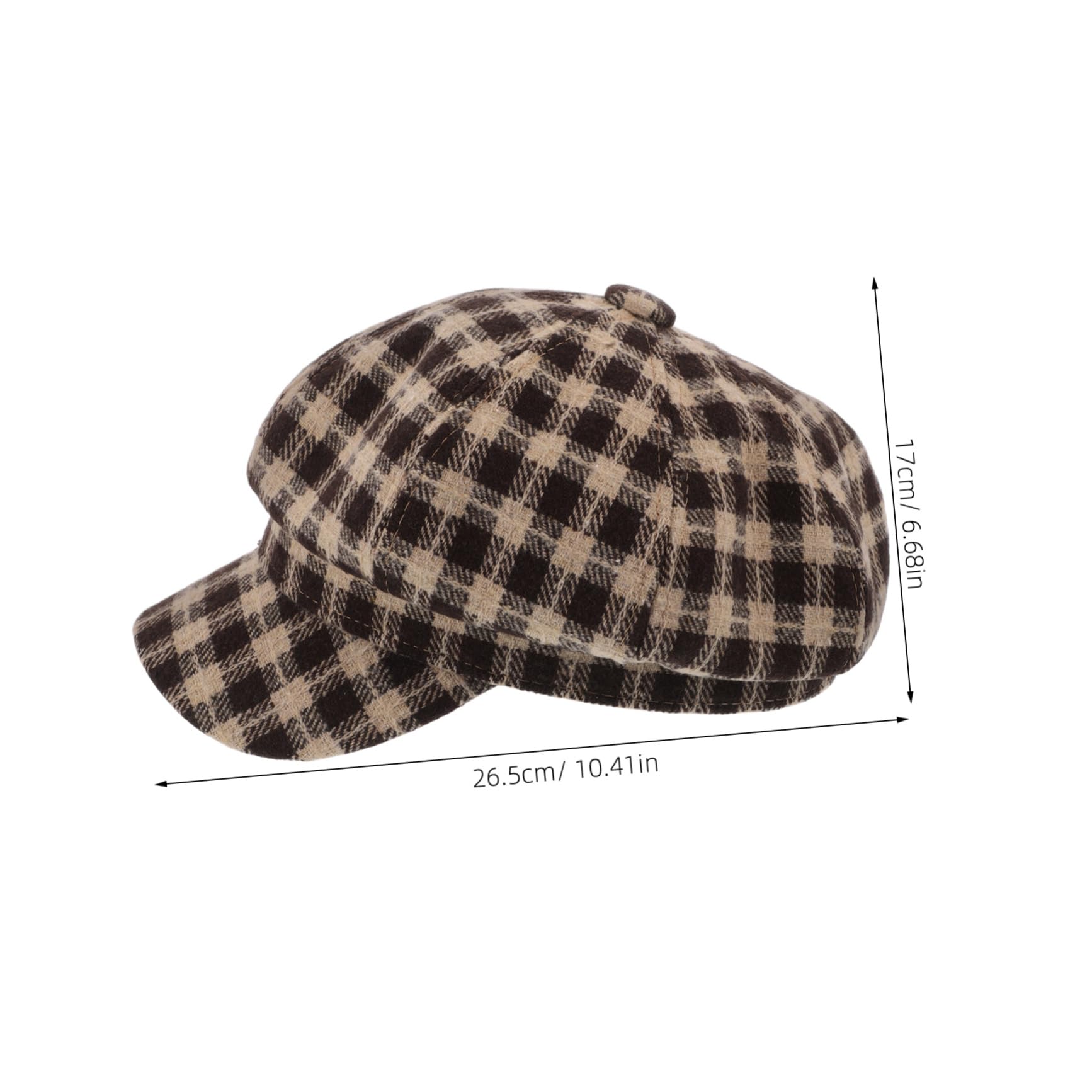 Healeved French Beret Hat Cotton Plaid Beret Artist Cap Vintage Newsboy Cap Adjustable Size Coffee