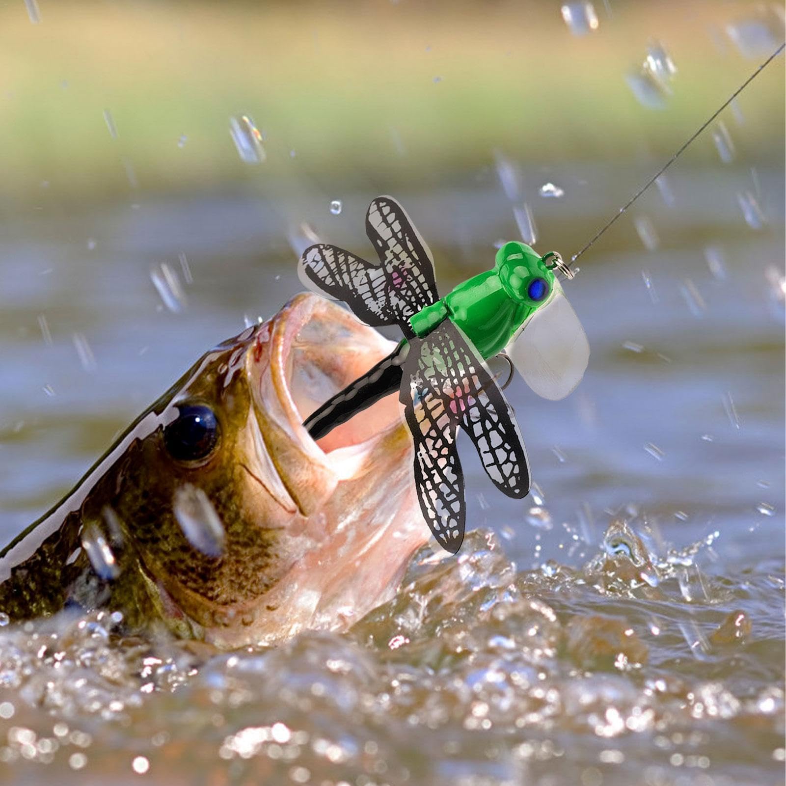 5 señuelos de Pesca de libélula, señuelos de Pesca, Juego de Cebo de Pesca, señuelos de Pesca realistas para lubina, señuelos de Pesca con Ganchos para Herramientas de Pesca al Aire Libre