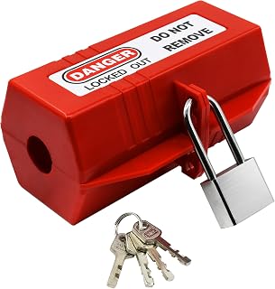 Industrial Grade Plug Lockout Device for 110-220V Power Cords - Polypropylene Lockout Tagout Kit with Safety Locking Holes, OSHA Compliant for Indoor, Outdoor, Factory & Home Use Larg