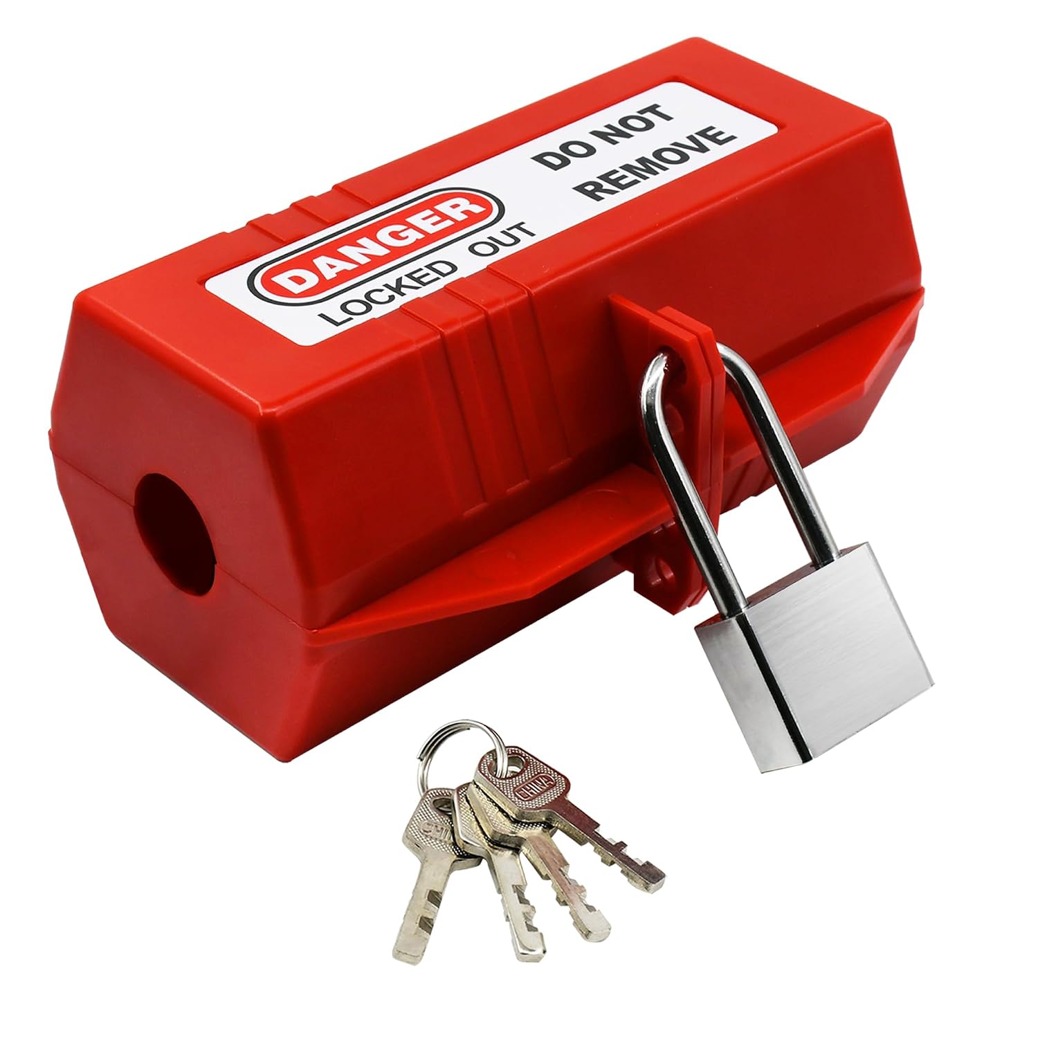 Plug Lock with 1 Padlocks,2 Locking Holes Industrial Grade Electrical Insulation Power Cord Lock with Lockout Tagout,OSHA Compliant for Home Factory,7x3.4x3.3in Large