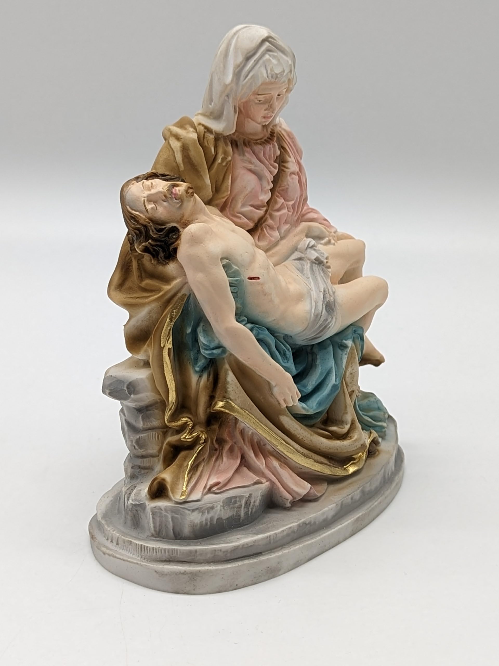 OVUNQUE PROTEGGIMI Statua della Pietà in polvere di marmo h 15 cm, bianca o colorata. 5.90'' Pieta statue by Michelangelo. Jesus Christ Virgin Mary. (colorata)