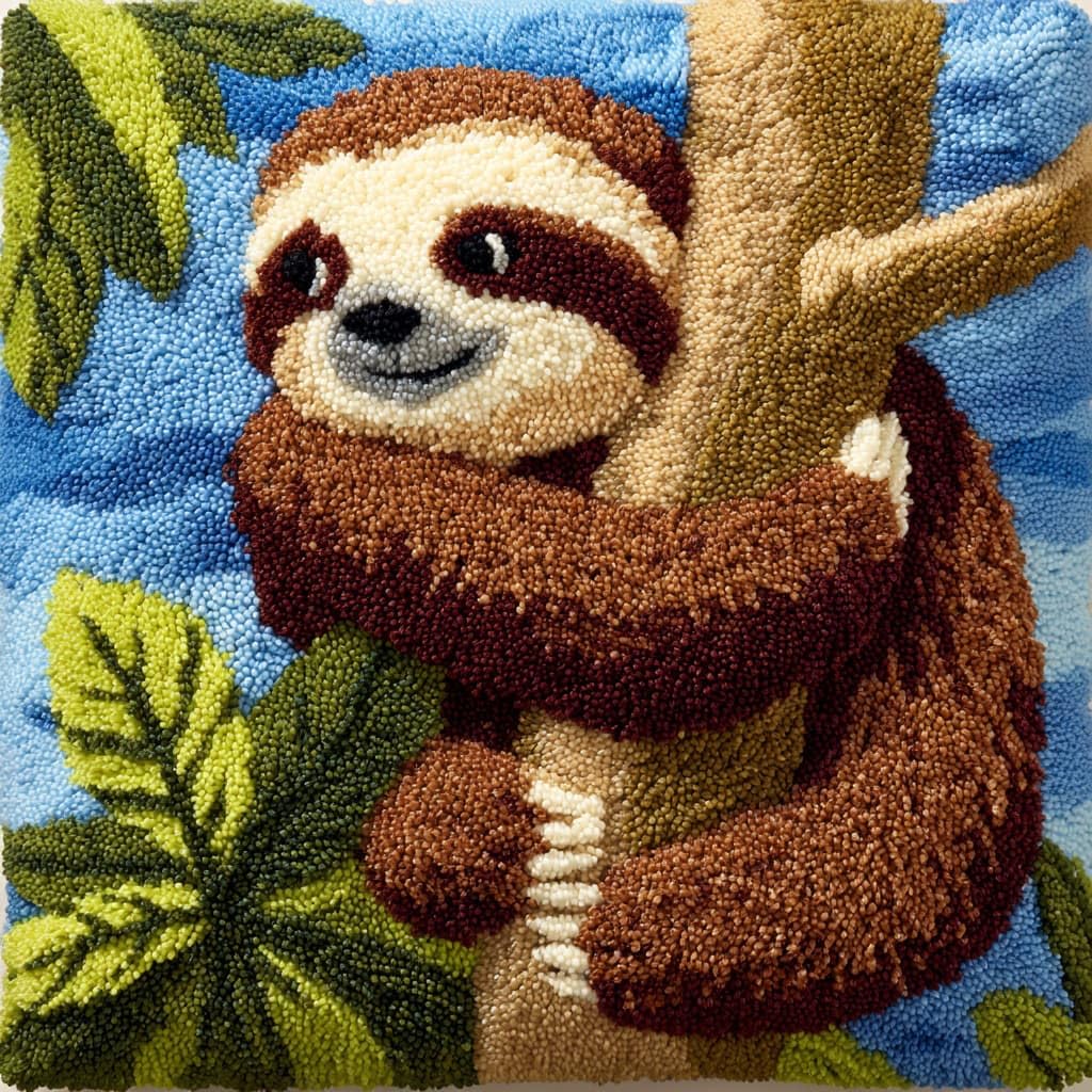 Henypt Latch Hook Pillow Case Kits, Sloth