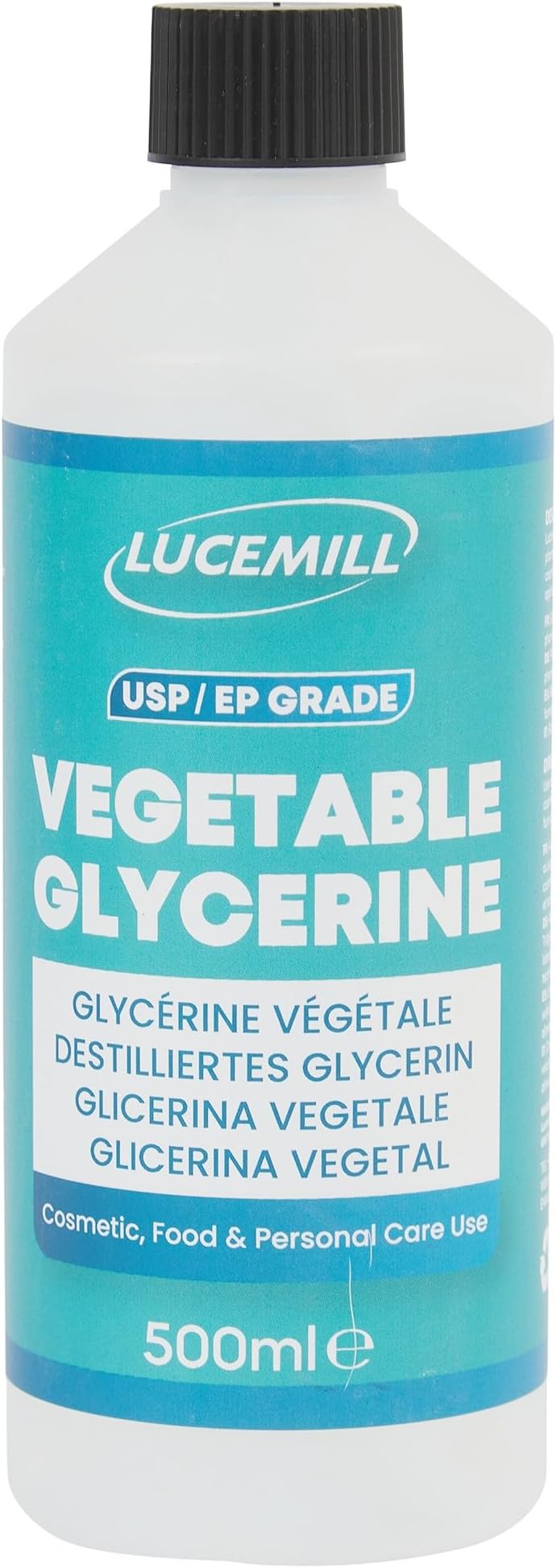 Lucemill Vegetable Glycerin (VG) I 500ml I 99.5% High Purity Glycerine for Skin, Hair, Food Grade, Baking & Cleaning I Organic, Non-GMO I BP/EP Pharmaceutical Grade Glycerine