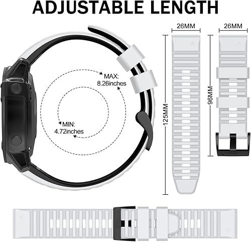 Miniatura 5 de ISABAKE Compatible con Fenix 6X Band, 0.86 pulgadas de silicona suave de fácil ajuste para relojes inteligentes Fenix 5XFenix 5X PlusFenix 3Fenix 6X