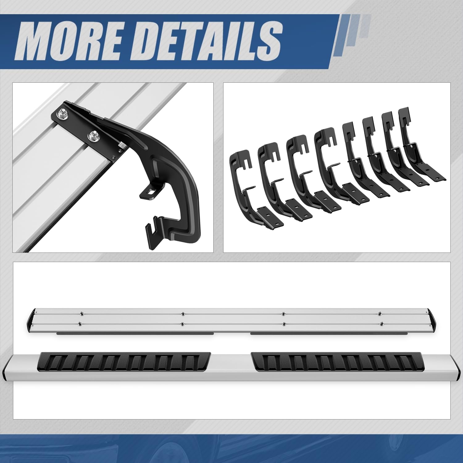 Auto Dynasty Running Boards Compatible with 2007-2019 Silverado Sierra 1500 2500HD 3500HD Crew Cab, Aluminum Side Steps Rail Nerf Bar, 6.7" Step Bars, Silver Brushed