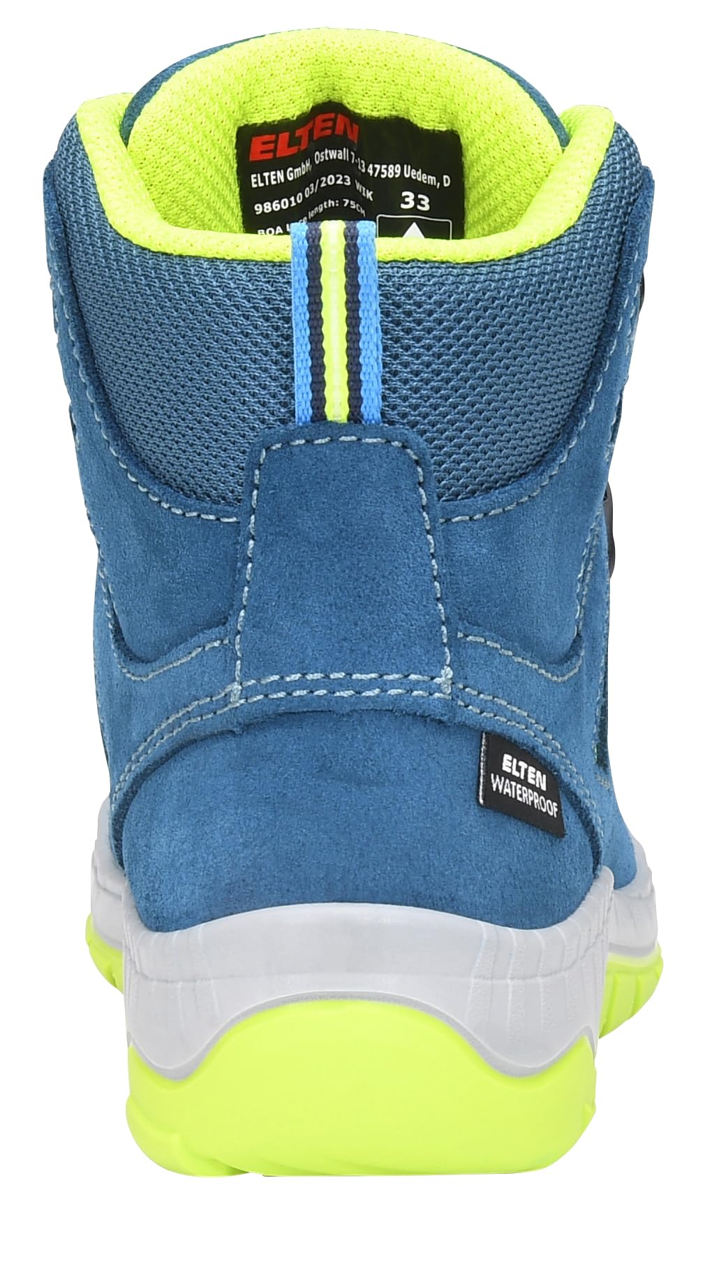 ELTEN MADDOX Kids BOA petrol-lime Mid | Outdoorschuhe für Waldkindergarten, Wandern und Spielen - wasserdicht, leicht, atmungsaktiv