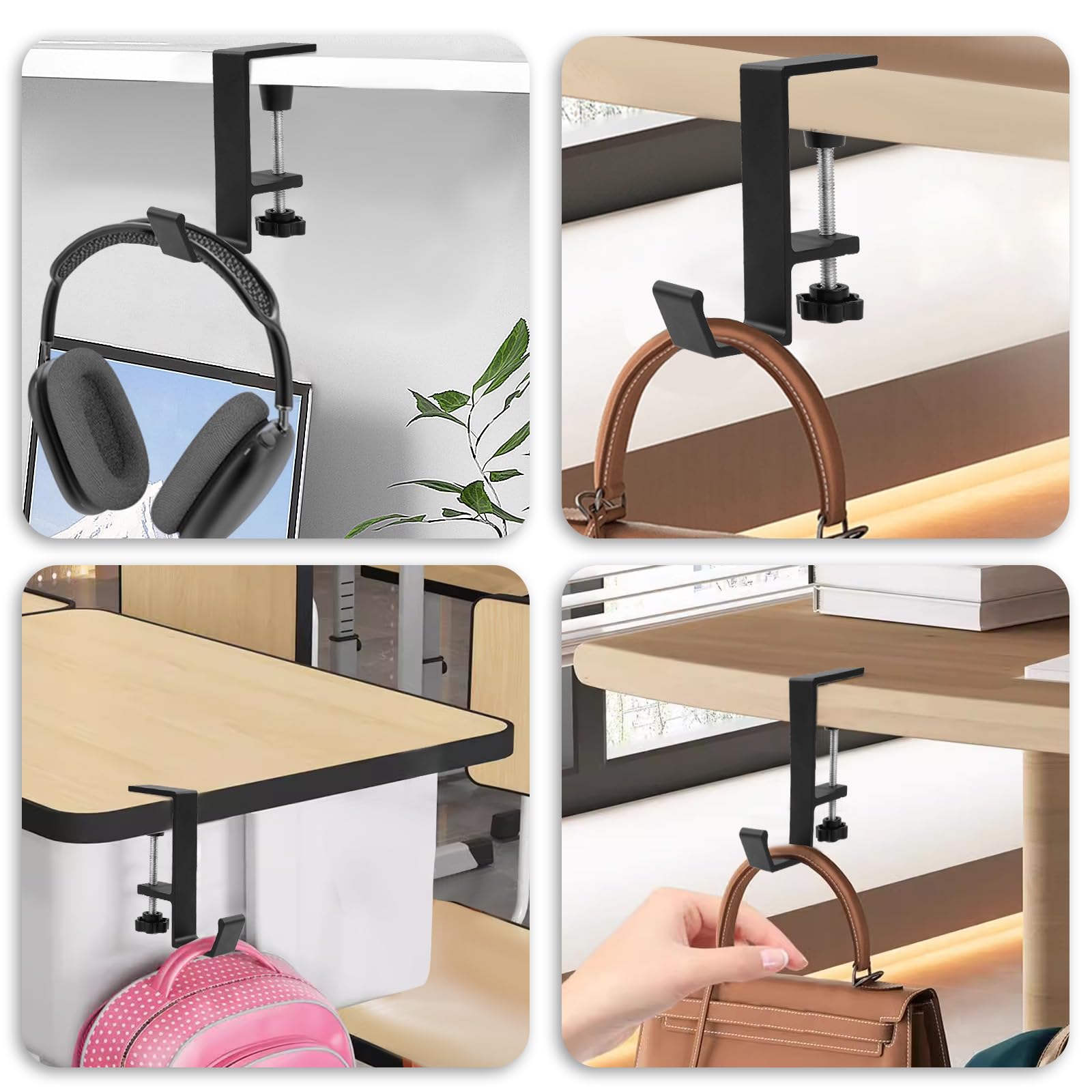 Jeffdad Support pour écouteurs, écouteurs, casque, bureau, support de casque de jeu, support pour clés, poches (crochet monocouche)