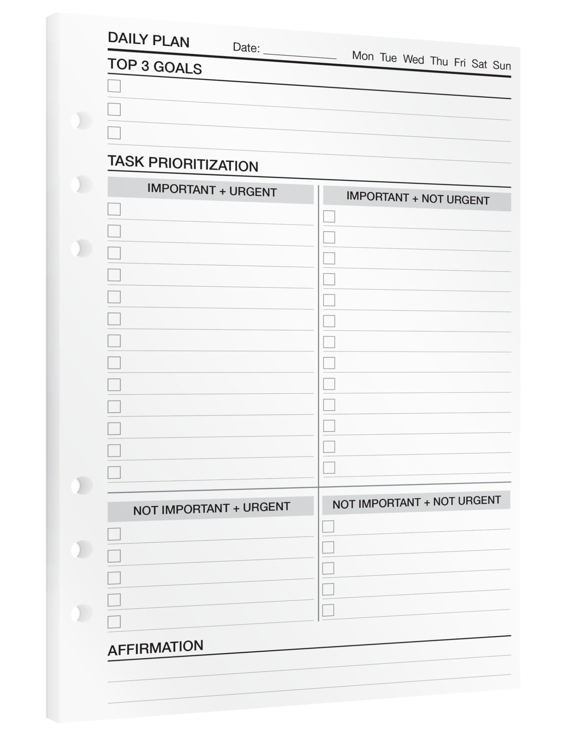KOMPASS Daily Planner | A5 Planner Inserts | 30 Sheets for Task Prioritization and Time Management | Matrix, To-Do Lists & Reflection | Bullet Journal & Productivity Refills — image 1