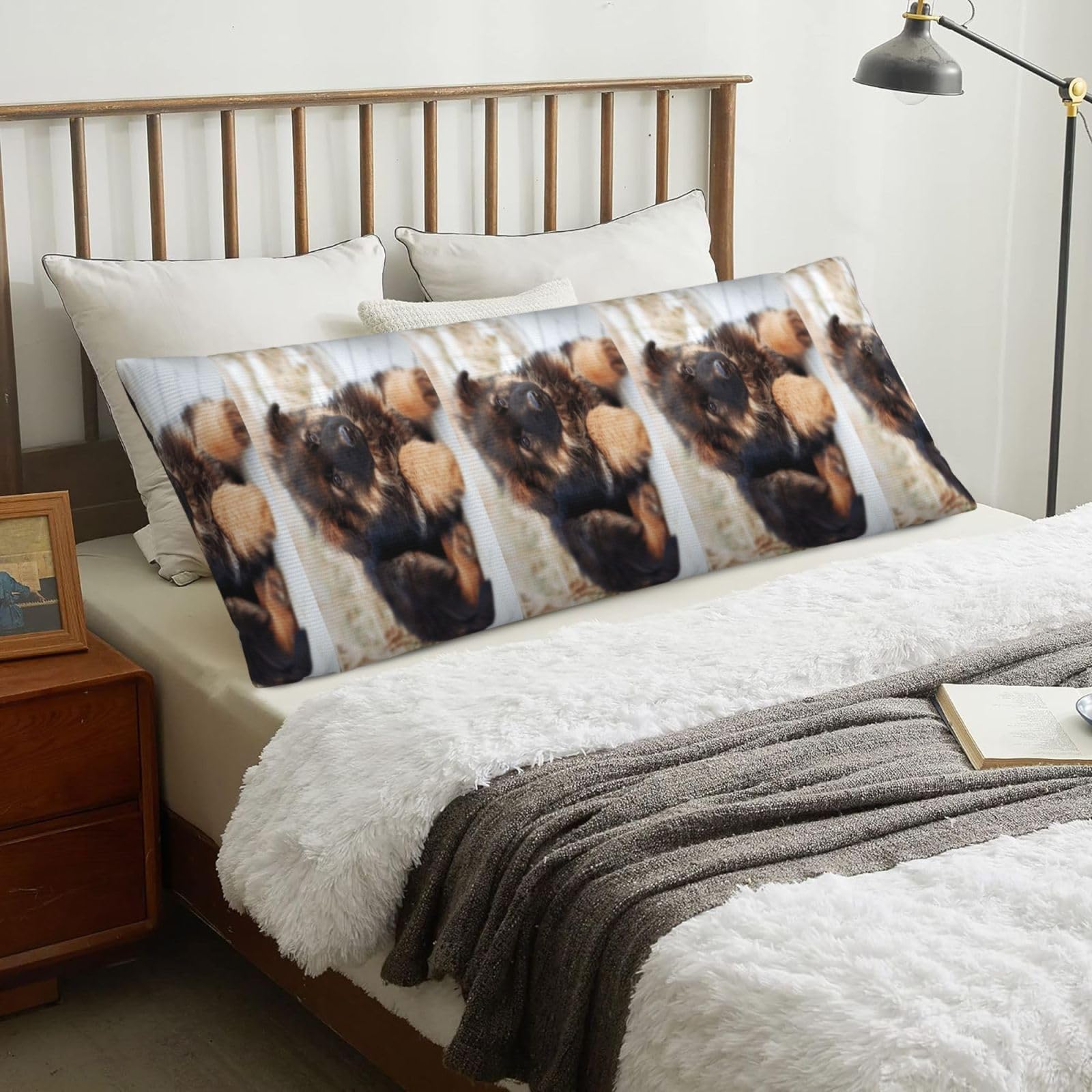 German Shepherd Puppies Print, Body Pillow Cover with Zipper,Long Body Pillowcase 20 x 60 in