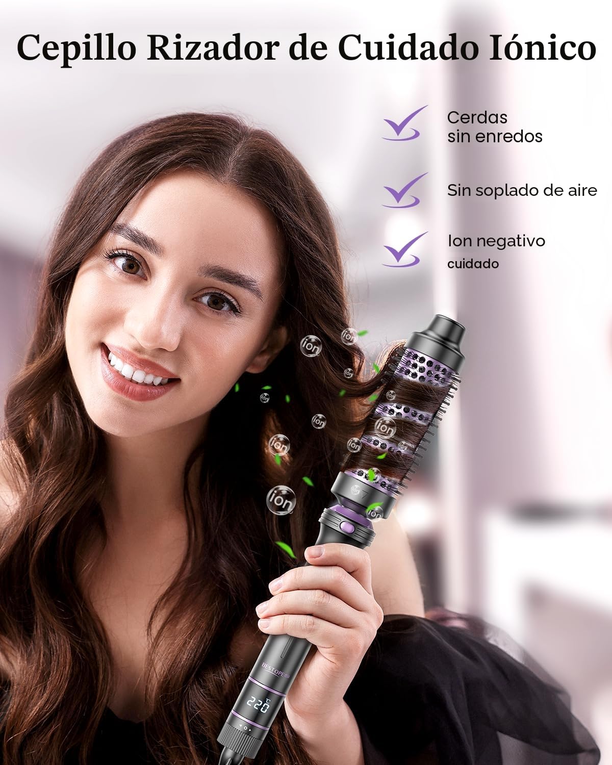Curling Iron 5 en 1 BESTOPE PRO - Con Plancha de Pelo, Cepillo TéRmico, Rizador Pelo Ondas (9 Mm-25 Mm), Temperatura Ajustable - Para Viajes Y Regalos Hair Curler Kit