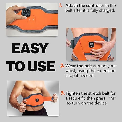 Miniatura 6 de Estimulador de abdominales EMS Belt - Cinturón de tonificación ajustable con 10 modos y 6 almohadillas, diseño de 3 capas que mejora el sudor para
