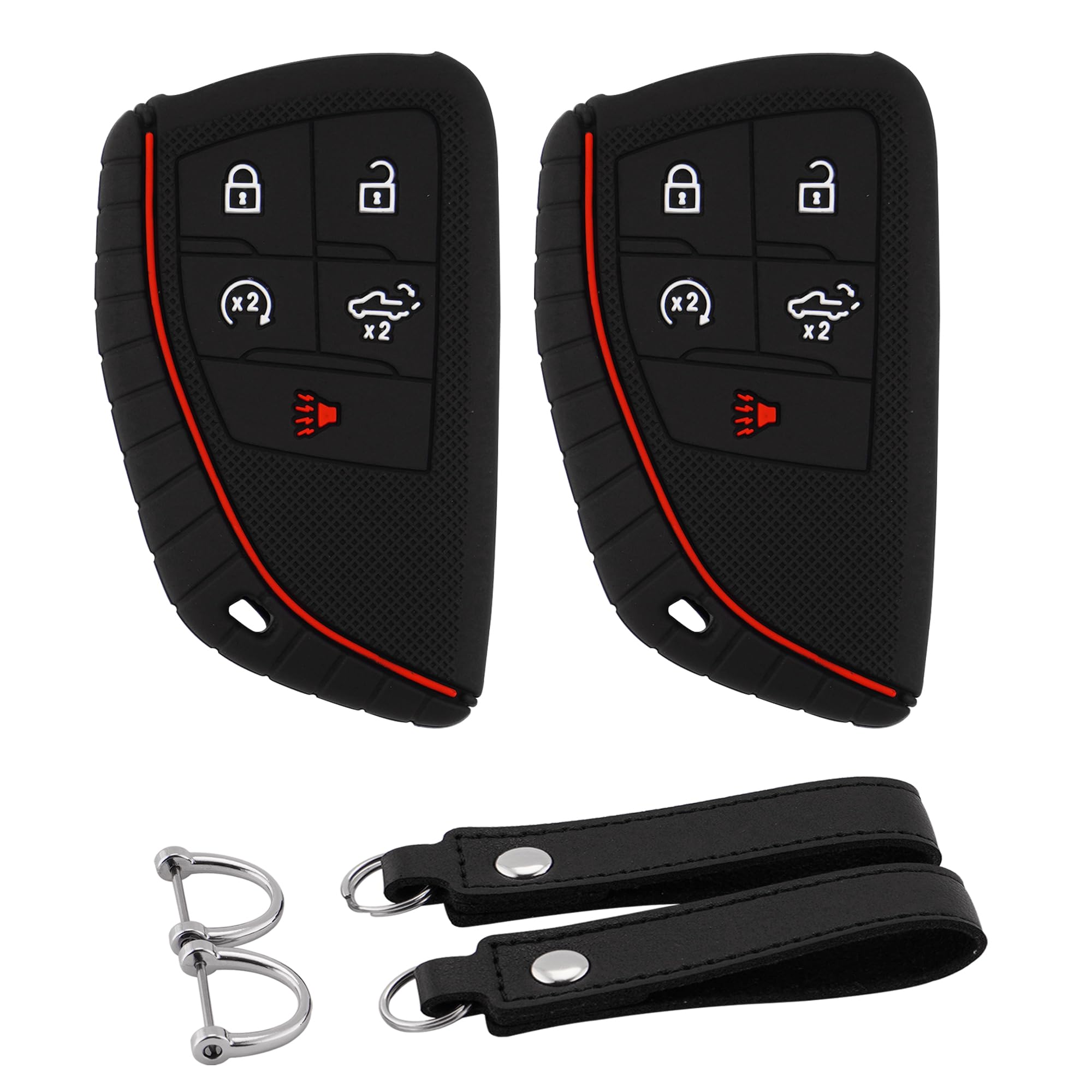 2 Custodie In Silicone Per Chiave Auto Chevy Chevrolet Silverado GMC Sierra 1500/2500/3500, Pulsanti Smart 5 Tasti, Antigraffio