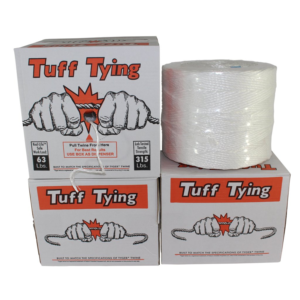 Polypropylene Twine (3 ply - 2800 feet) Tuff Tying Polypro Twine Industrial-Grade - SGT KNOTS - UV, Moisture, Chemical Protection - Commercial Bundling & Packaging - Center-Pull Box Dispenser (White)