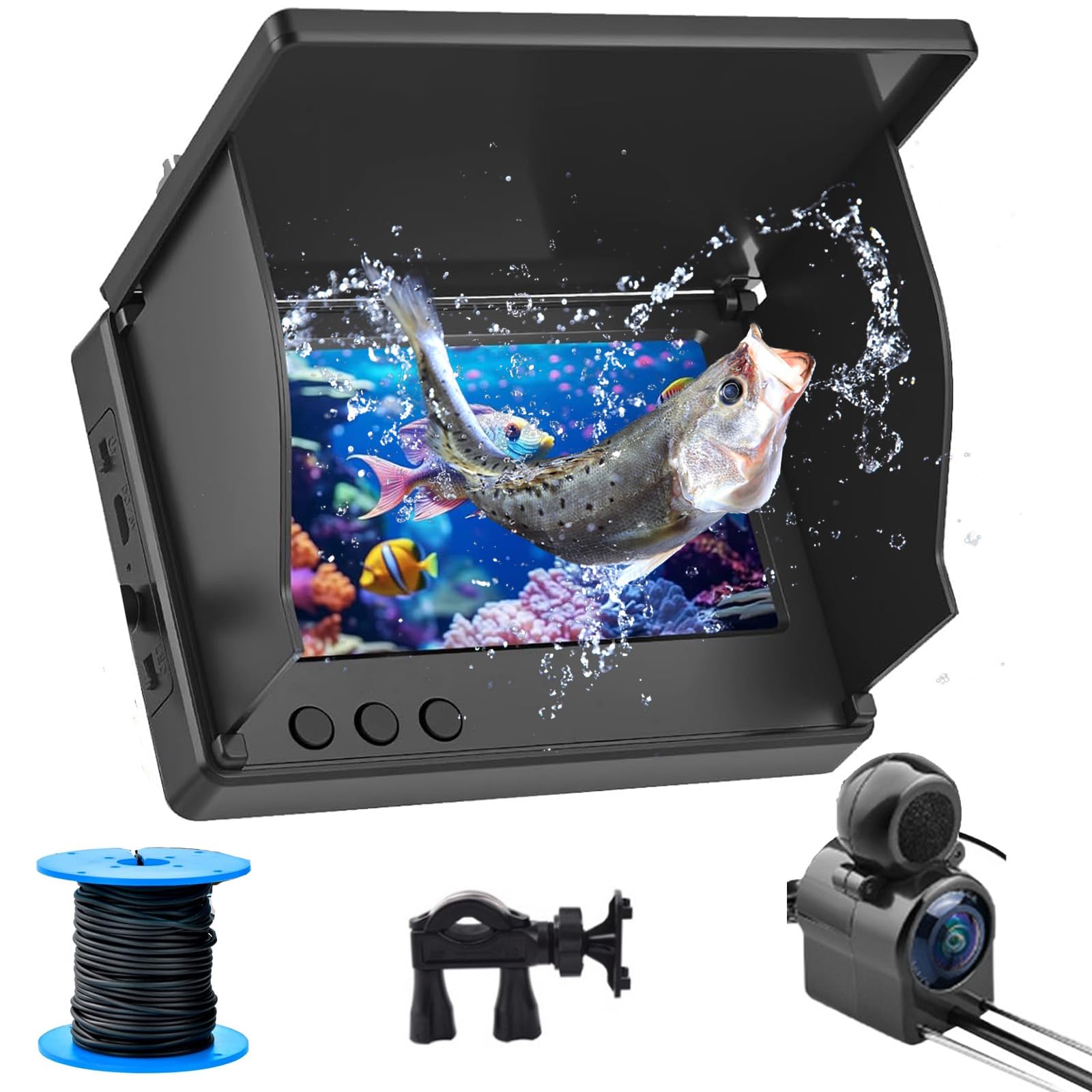 Caméra de pêche sous-marine, étanche IP68 avec écran IPS de 10,9 cm, équipement de détection de poissons HD avec batterie de 5000 mAh, vue à 190° et câble de 30 m pour la pêche sur glace, rivière et