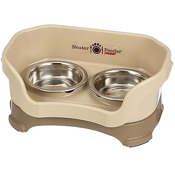 Neater Feeder Deluxe Cat (Cappuccino) - Mess Proof Elevated Bowls, No Tip Non Slip, Stainless Steel Cat Food and Water Dish Stand