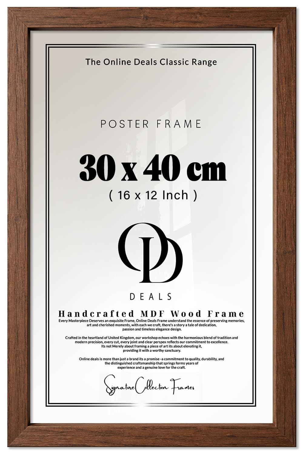 OD Deals Contemporary Medium 30 X 40 Cm Wall Frame — Versatile Vertical And Horizontal Display For Living Room And Gallery Walls 16 X 12 Inch Walnut Finish | Slim Profile Backing Edge Mount