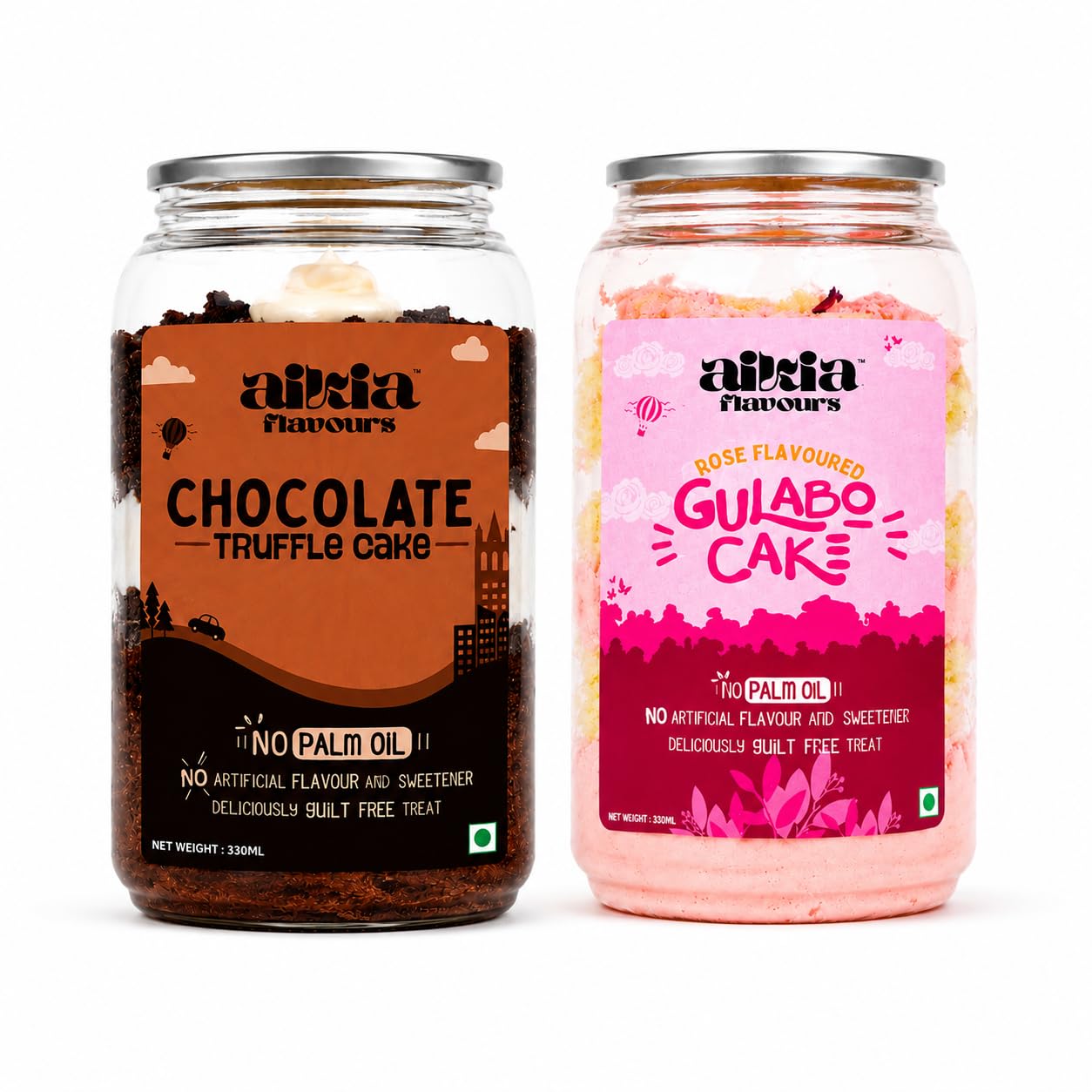 Aikia Flavours Chocolate Truffle cake & Rose Gulabo Cake |2 x 330ML Can | Premium Cake in a Can – Rich Decadent Flavor | Palm Oil & Trans Fat-Free | No Artificial Sweeteners | Ready-to-Eat | Long Shelf Life | Diet-Friendly Dessert-image-32