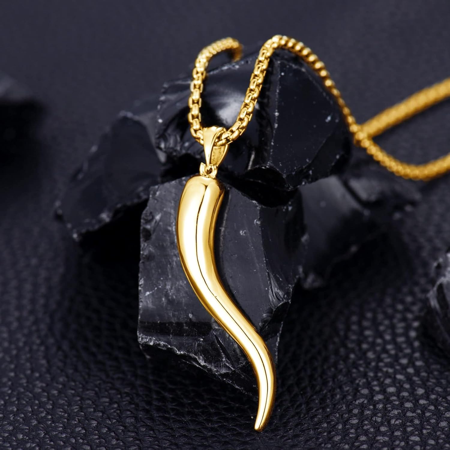 Seiyang Sterling Silver Italian Horn Necklace - Italian Amulet Pendant for Men & Women (with Gift Box)