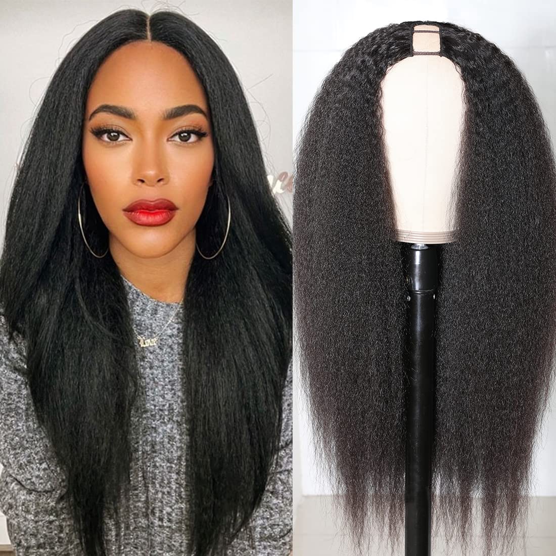Nadula Kinky Straight U Part Wigs Human Hair for Women