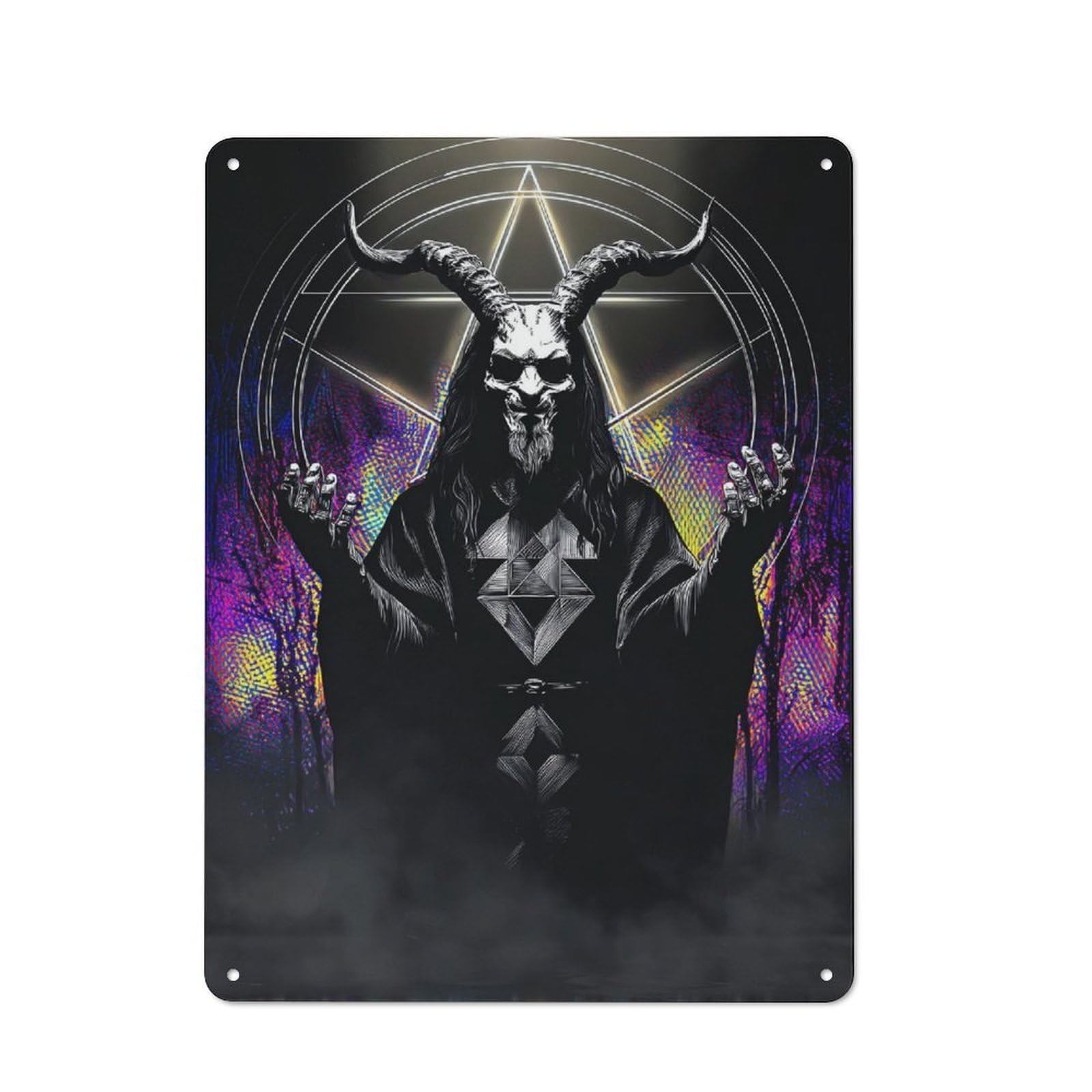 Junmoney Dark Rituals The Pentagram's Whisper Rustic Metal Plaque 40X30cm For Hobby Room Or Studio, For Creative Interior Collectors