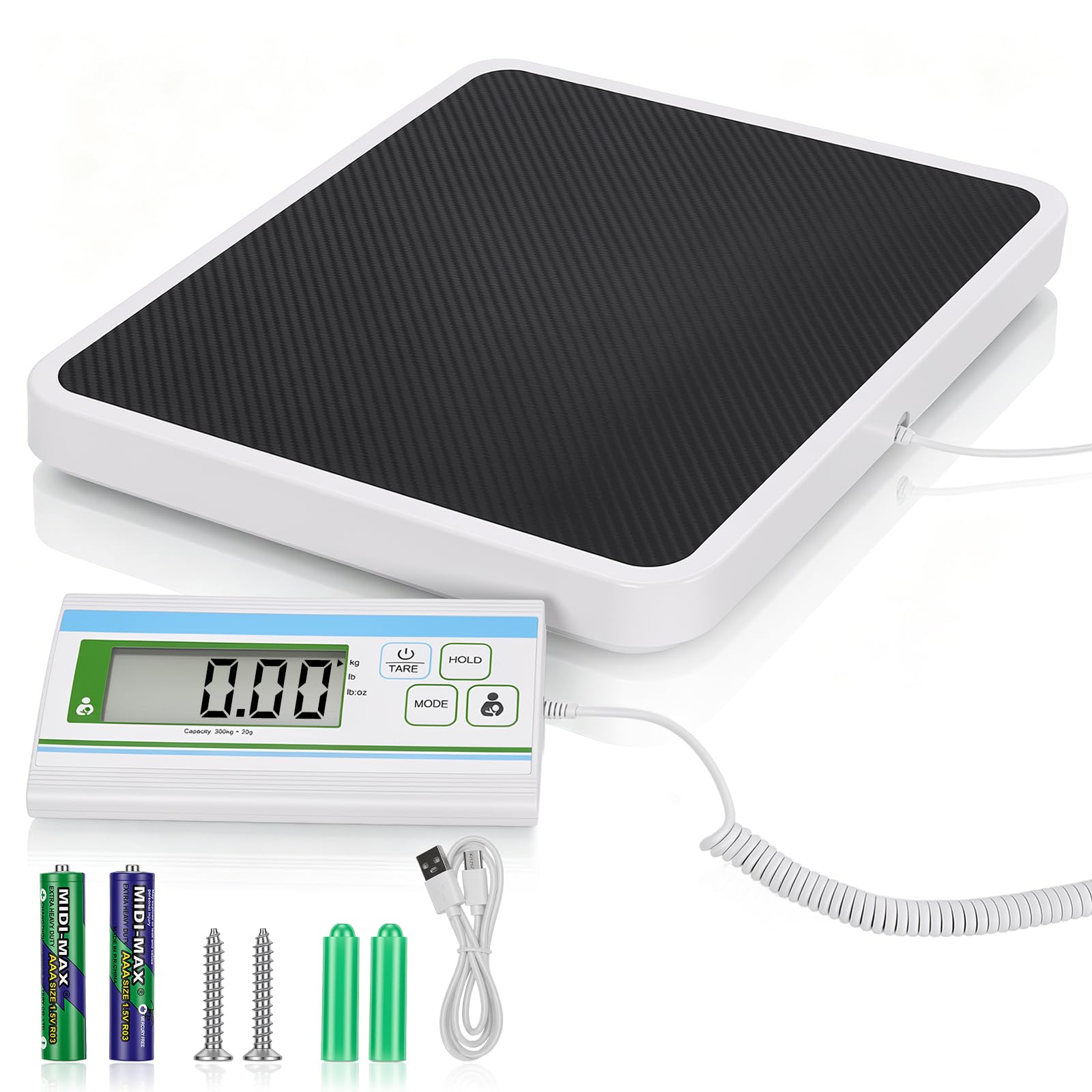 Bilancia pesapersone digitale, 300 kg, con misurazione ad alta precisione, ideale per ufficio, palestra e casa, bilancia medica per carichi pesanti, con display facile da leggere e supporto da parete