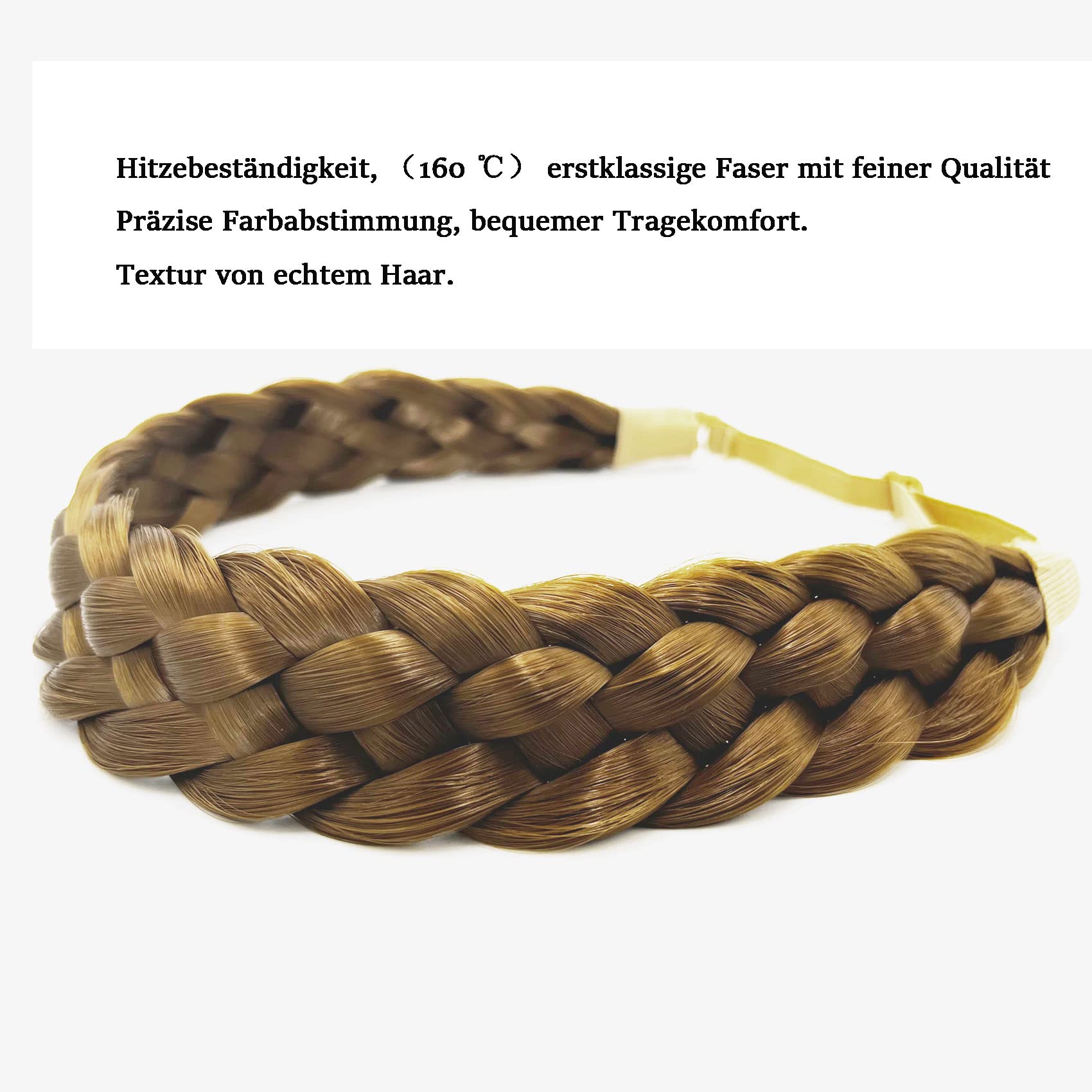 TOECWEGR Braided Hair Band 5 Strands Braids Hair Scrunchie Classic Chunky Elastic Synthetic Headband Women's Beauty Accessories (Khaki) - Image 2
