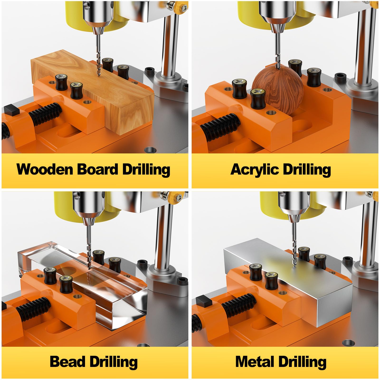 Yofuly Mini Taladro de Banco, Taladro de Columna Eléctrico de 7 Velocidades, Mini Mesa de Prensa Taladro Multifunción para Bricolaje en Metal, Madera, Manualidades CNC 795 Motor B10 Chuck