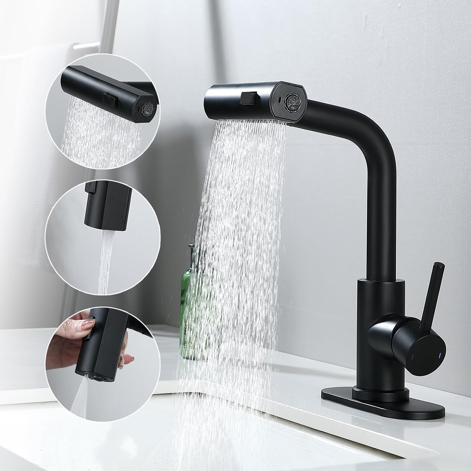 Matte Black Stainless Steel Pull Down Sprayer Faucet