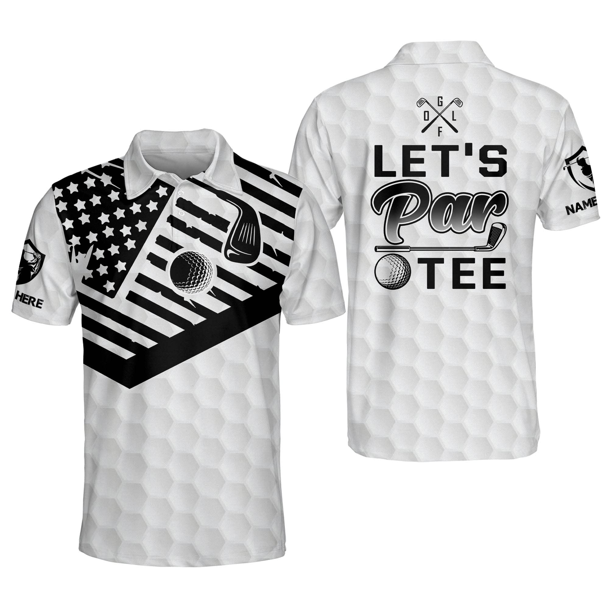 LASFOUR Personalized Funny Golf Shirts for Men, Men's Golf Shirts Dry Fit Short Sleeve Polo, Patriotic Golf Shirts for Men