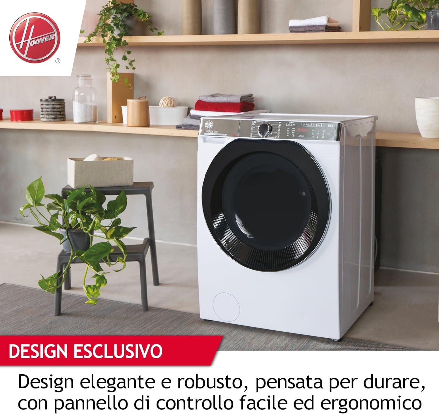 Hoover H-WASH&DRY 550 Lavasciuga 8+5 Kg, 1400 Giri, Motore Eco-Power Inverter, Steam Care Pro, Wi-Fi + Bluetooth, Classe A Lavaggio, 89 x 60 x 53 cm (A x L x P), Bianca, H5DPB 485BC9/1-S