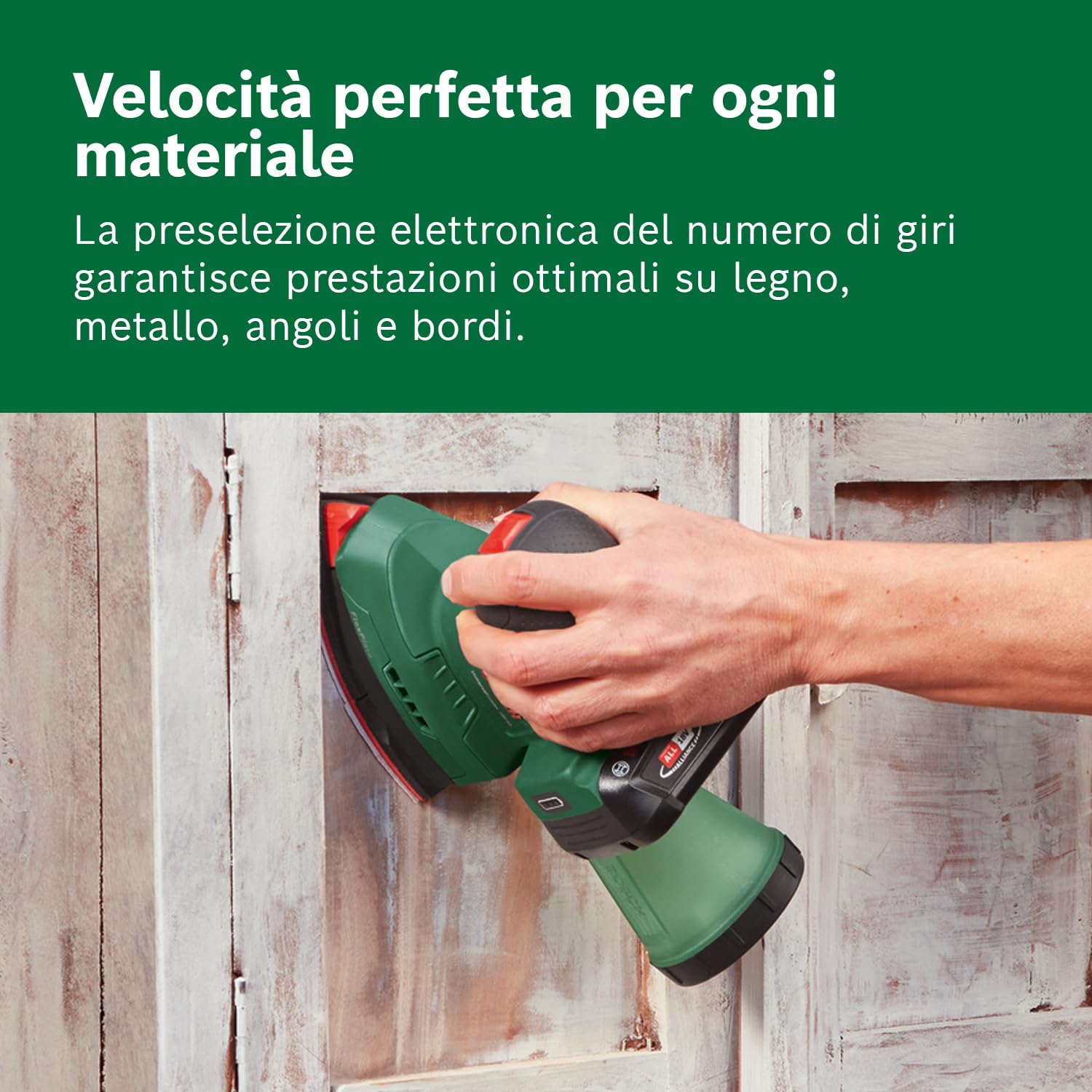 Bosch Home and Garden Levigatrice a batteria UniversalSander 18V-10 (senza batteria, 18 Volt System, per lavorazione del legno fai-da-te, 32 fogli di carta abrasiva) – Amazon Edition