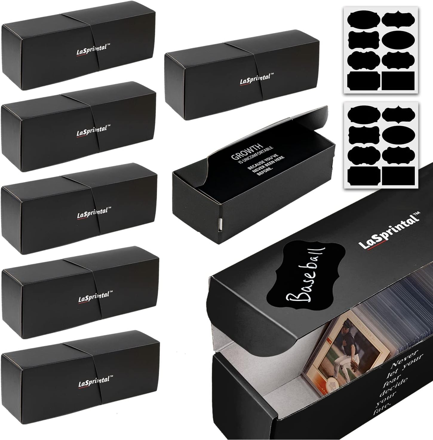 LASPRINTAL 6 Pure Black Cardboard Trading Card Storage Box