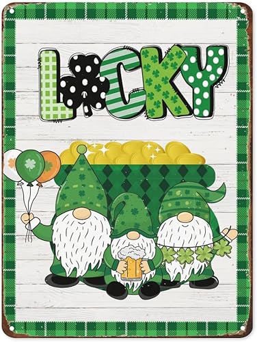 Día de San Patricio, letrero de metal de la suerte, letrero de decoración de arte del día de San Patricio, decoración retro, letrero de metal, flor