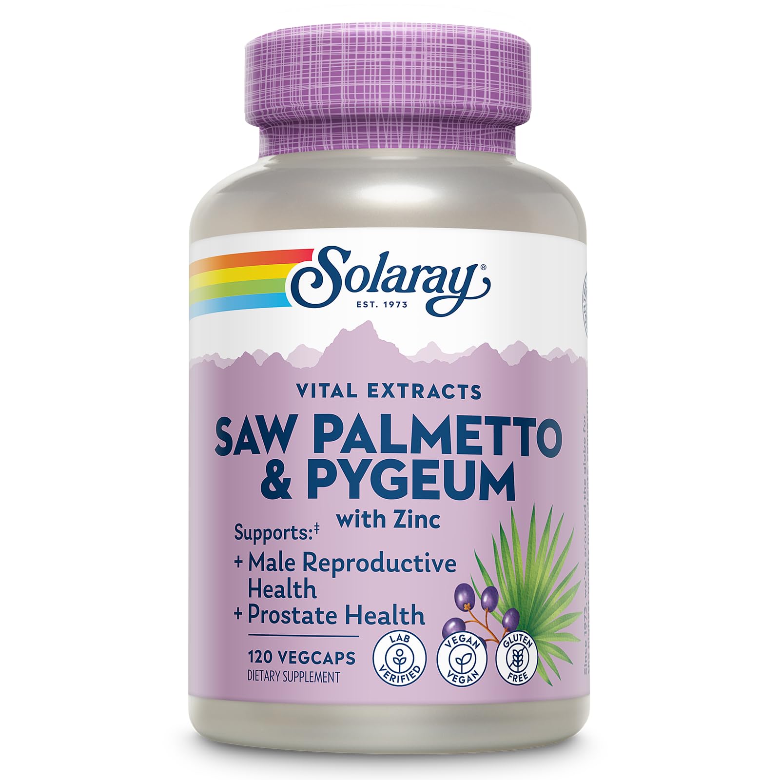 SOLARAY Saw Palmetto & Pygeum | 120 VegCaps 120 Count (Pack of 1)
