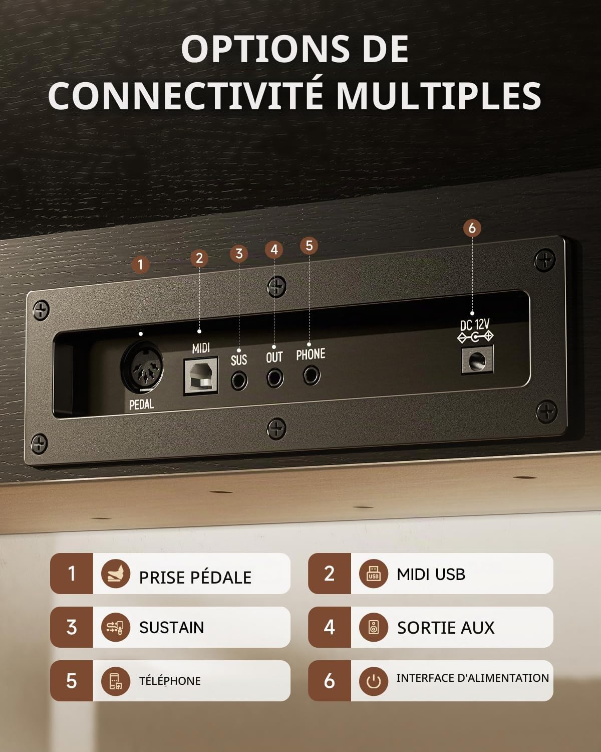 Eastar Eup-80 Piano Numérique 88 clé Sensible à la Vitesse, Piano Électrique Pleine Taille pour Débutant, Piano Vertical Paquet Support de Musique, Pédale, Casques et Autocollants