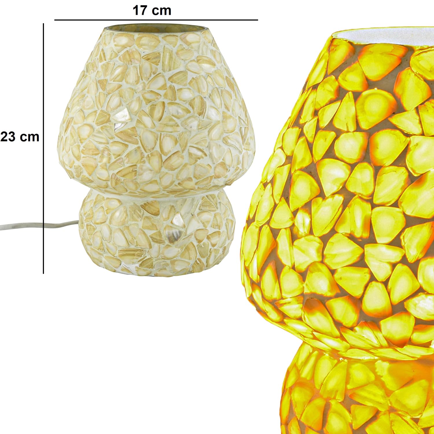 Marrakesch Juego de 2 lámparas de mesa decorativas de estilo boho con mosaico de conchas Aubina -2-