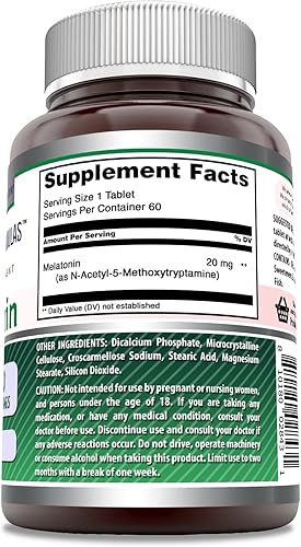 Vista 2 de Amazing Formulas Suplemento de melatonina 20 mg por porción Tabletas Sin OMG Sin gluten Fabricado en Estados Unidos