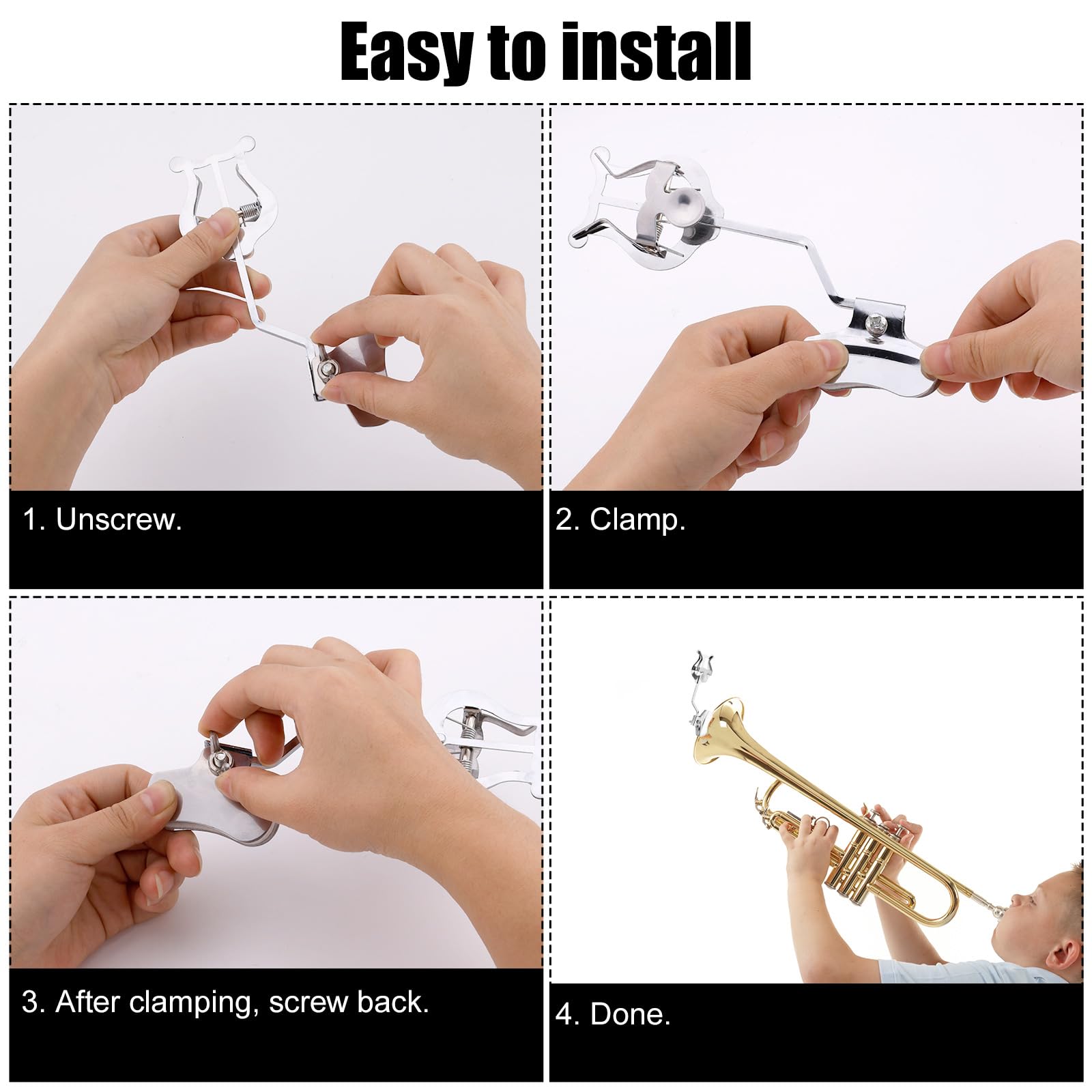 2pz Trombone Clip Musicale, Trombone Supporto per Spartiti Musicali da Marcia Clip in Metallo Accessori per Strumenti per Principianti che si Esercitano Nella Banda Musicale