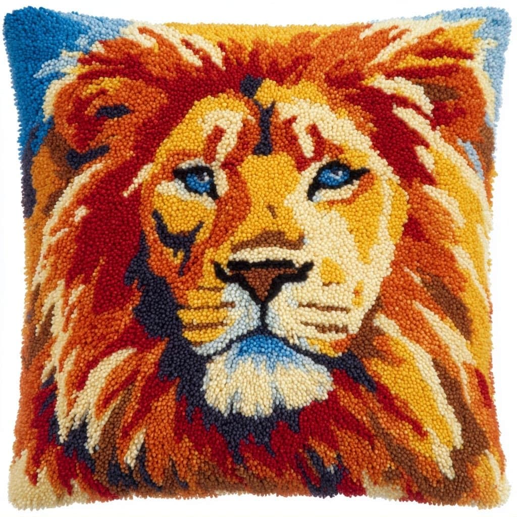 Henypt DIY Latch Hook Pillow Case Kit Lion