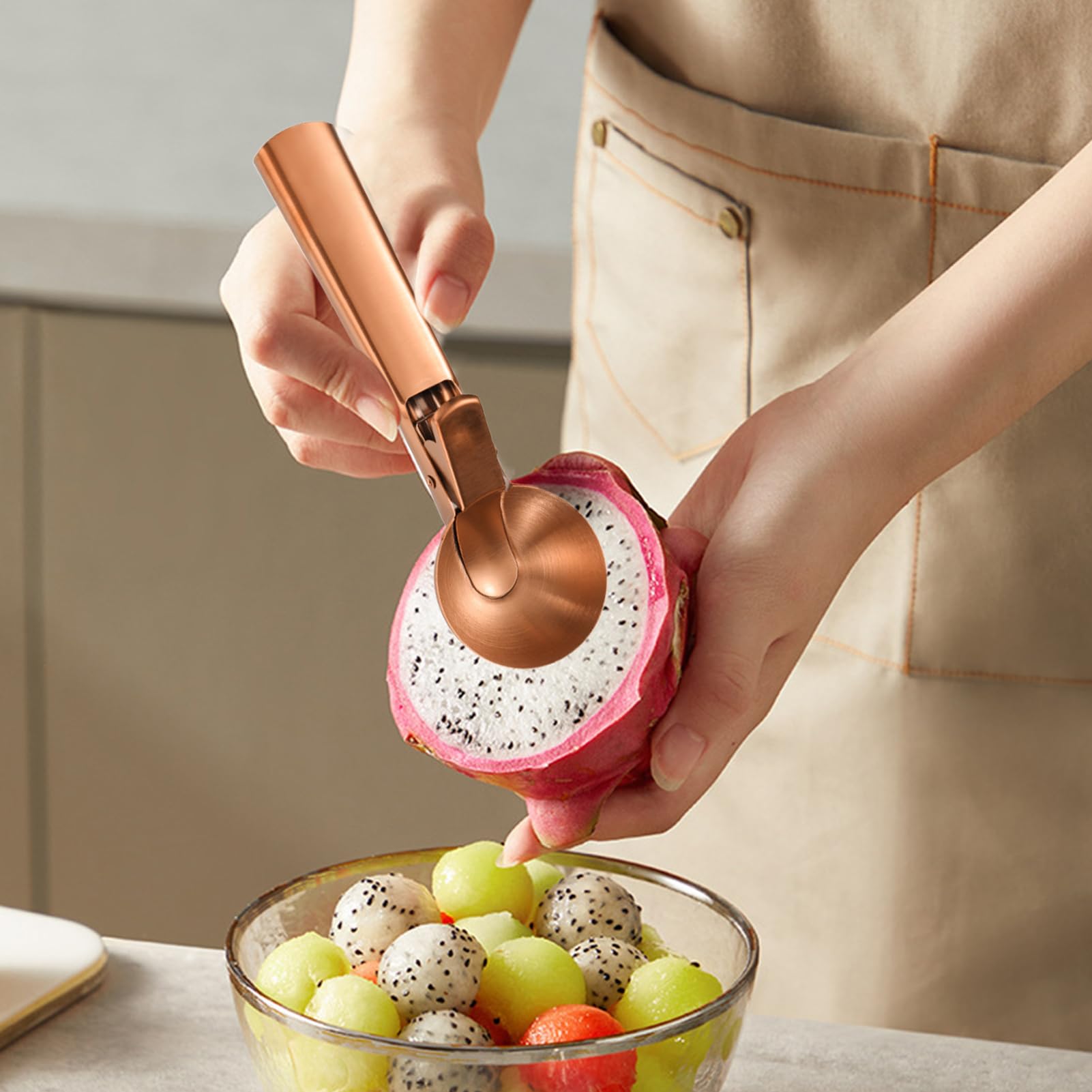 Eiscreme-Portionierer Edelstahl Mit Rutschfestem Griff Und Robuster | Portionierlöffel Für Dessert Buffet Party Küche Zuhause Teig Süßigkeiten Popcorn Wassermelone