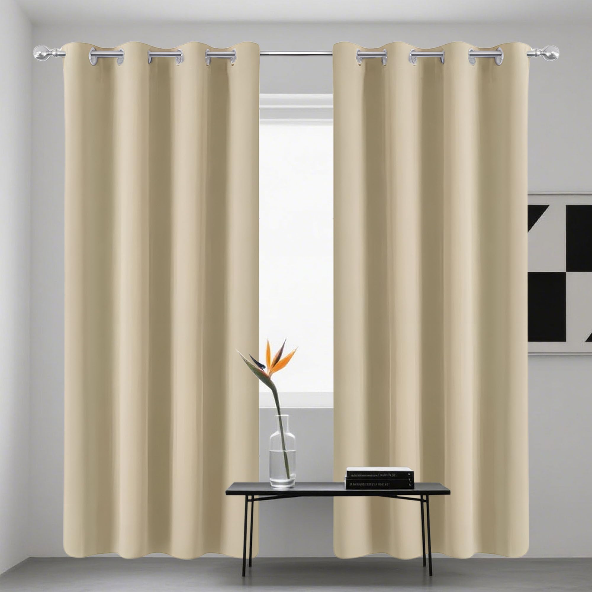 Rideau isolant thermique anti froid opaque 221 x 241 cm crème pour salon
