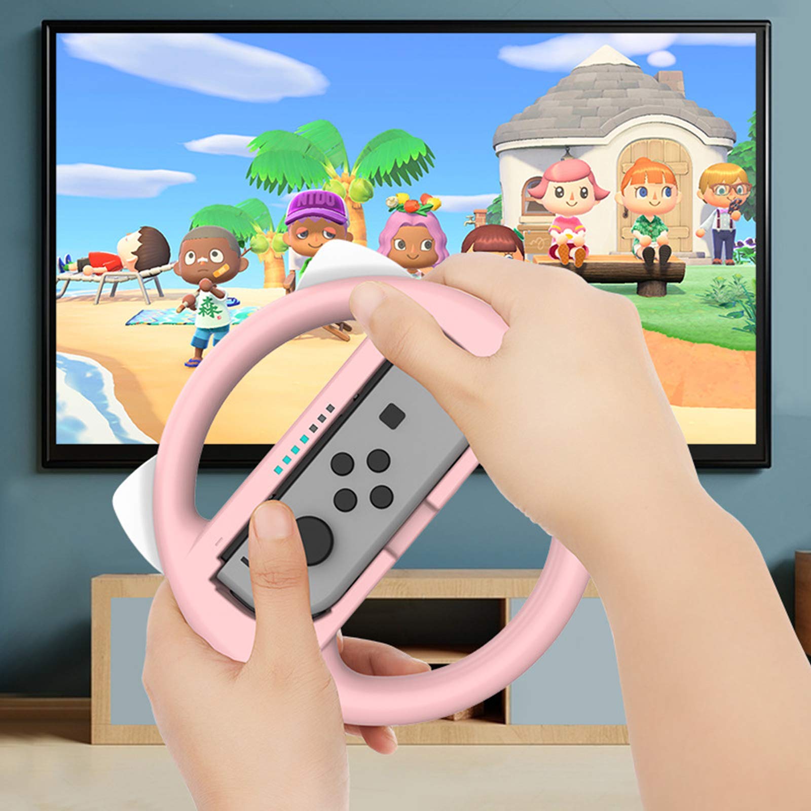 RajoNN Volanti con Impugnatura e Interruttore per Controller Joy-con per Nintendo Switch, Impugnatura Joy-con per Gioco Mario Kart/Kit di Accessori per Nintendo Switch (4 Confezioni Deluxe),