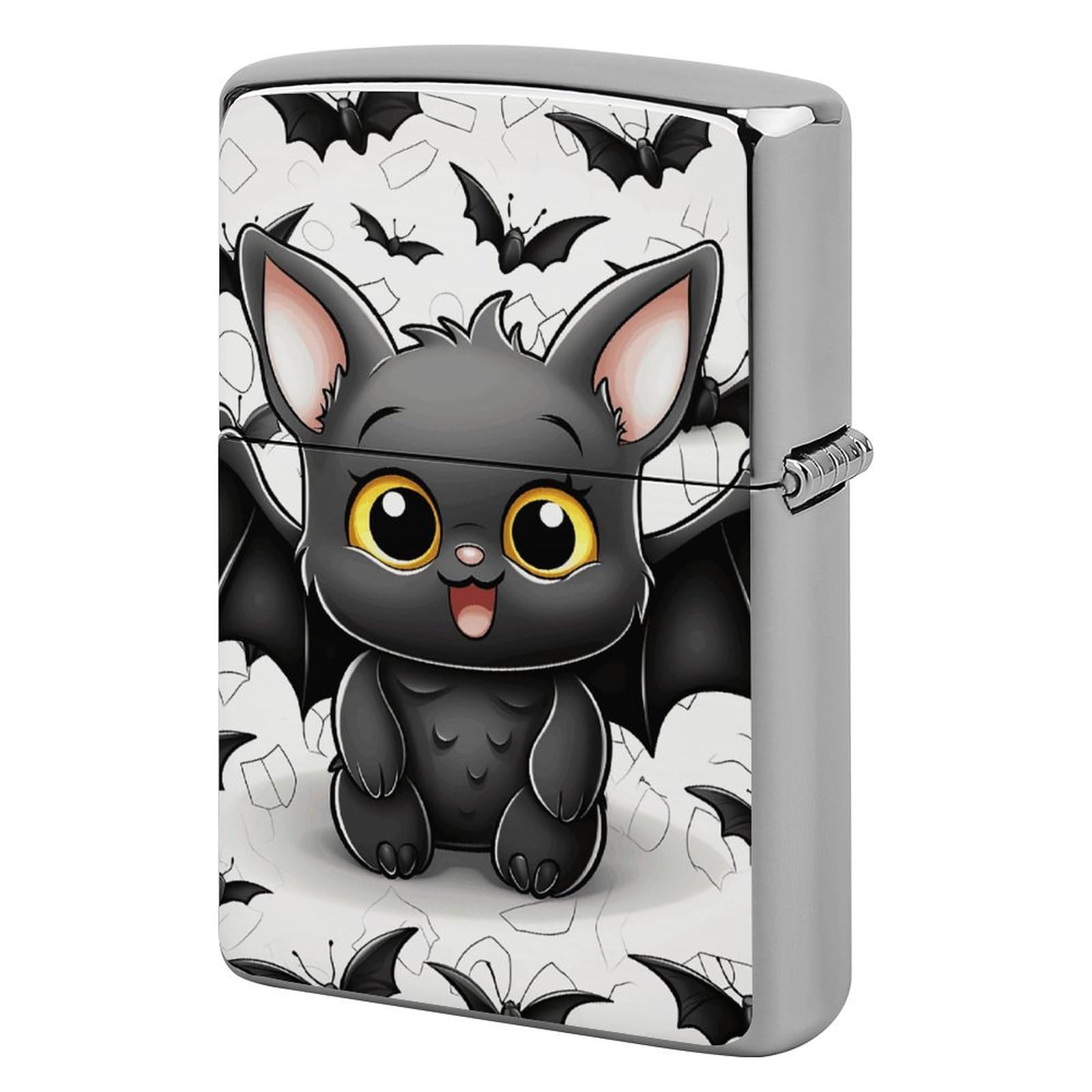 Cute Bat Lighter Case Cover Vintage Metal Lighter Sleeve Reusable Lighter Protective Cover Decorative Lighter Holder Birthday Gifts for Men Women