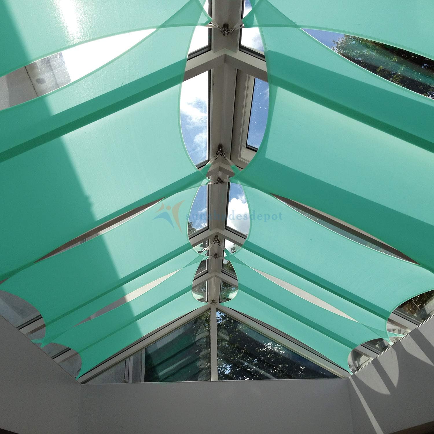 TANG Turquoise Waterproof 260 GSM Custom Sized 10'x10' Ft Curved Edge Sides Sun Shade Sail Terylene Woven Polyester Rustless D-Rings for Patio Awning Garden Pergola or Gazebo