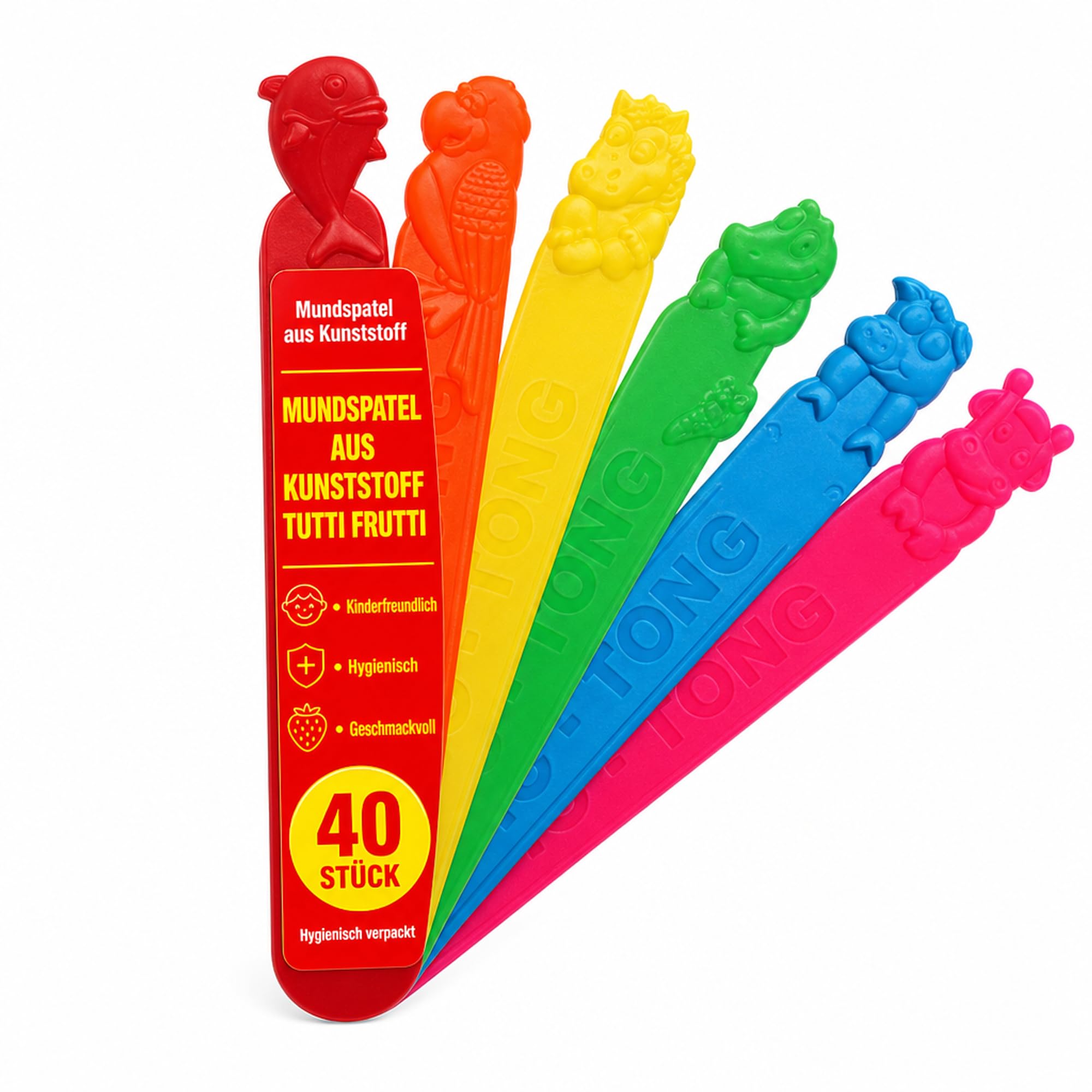 Bouche Spatule en plastique avec les arômes de fruits 40 pièces stériles, avec goût pour enfants ou orthophoniste