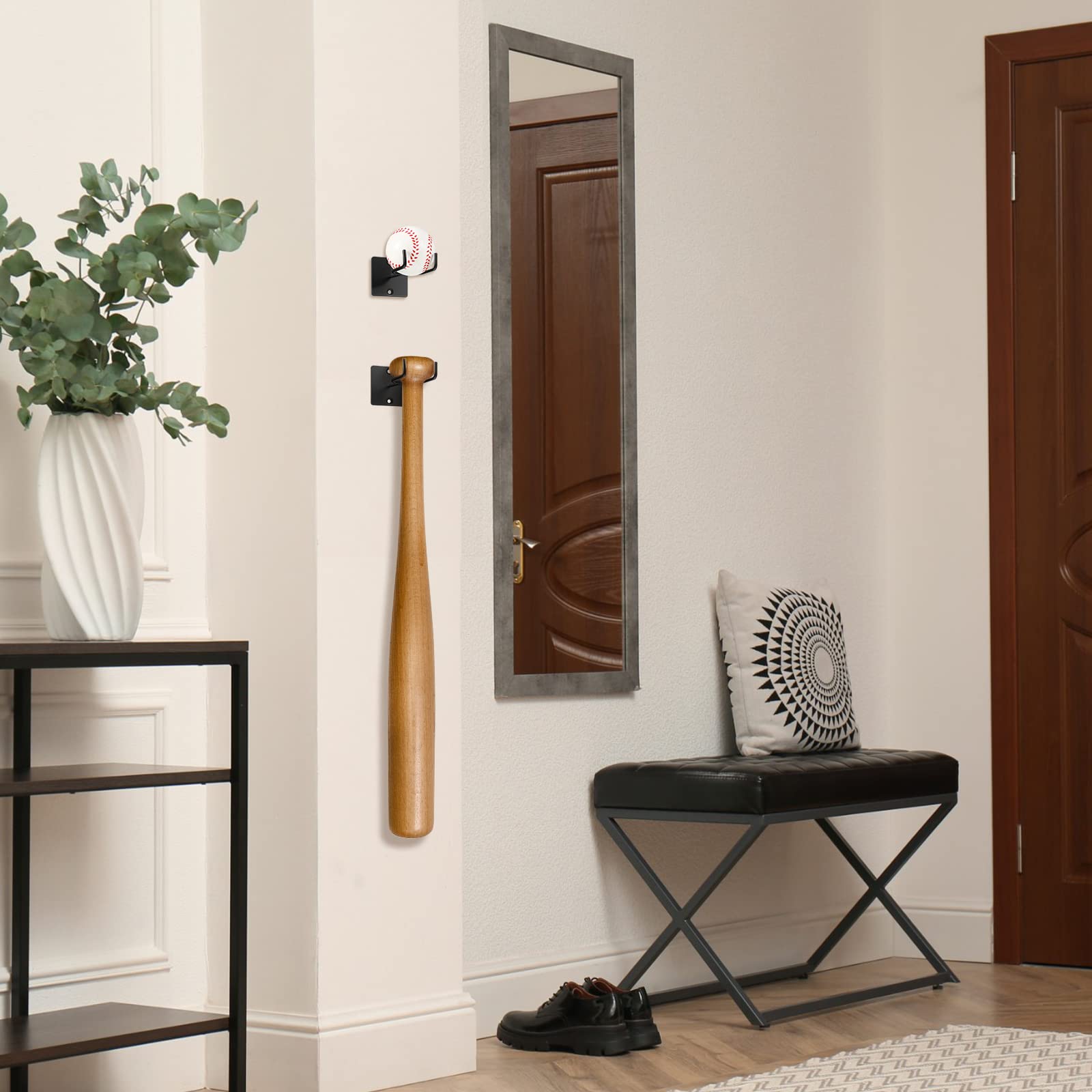 Soporte De Pared Vertical Universal Para Bate De Béisbol – Fácil Instalación, Revestido De Goma Antirrayones