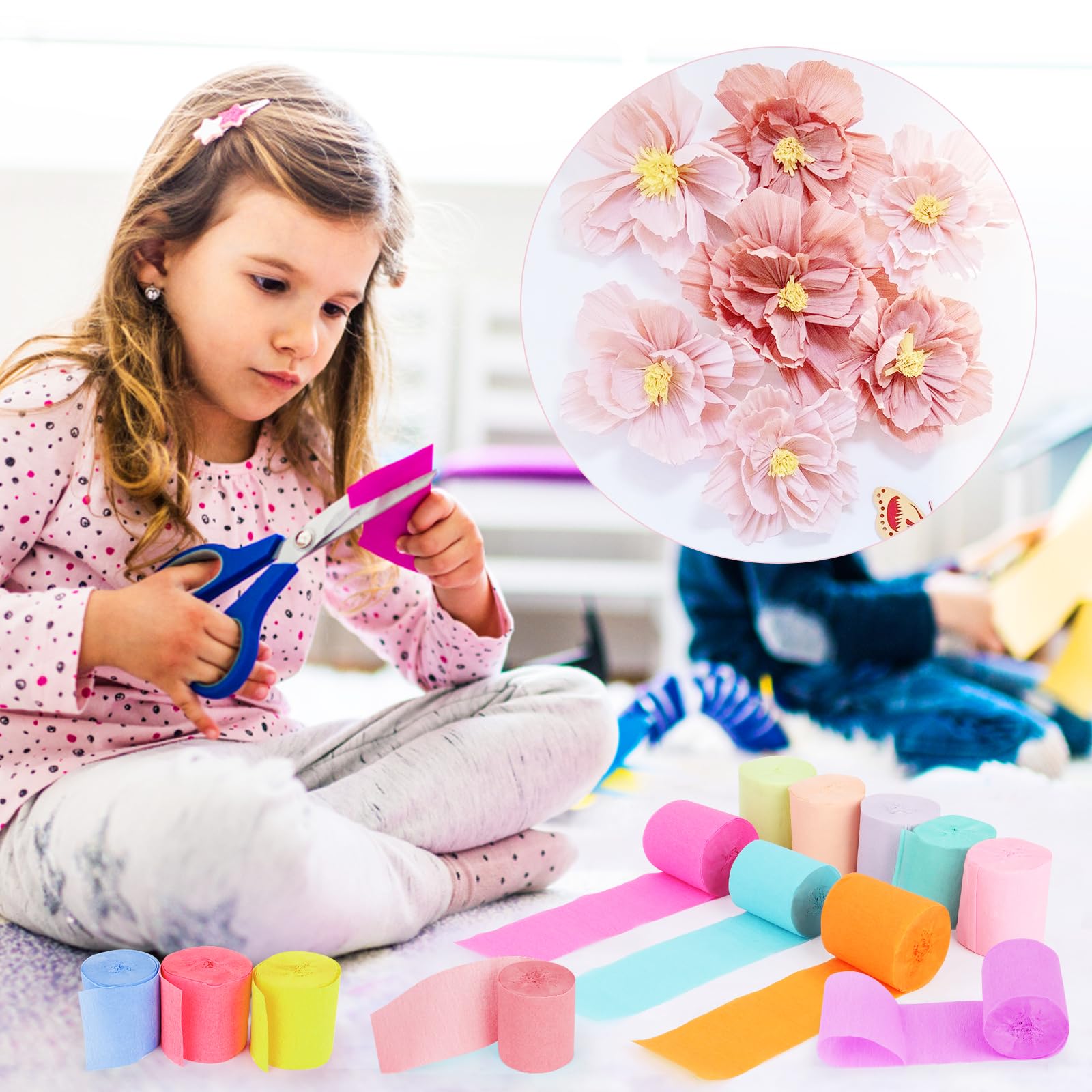 15 Rollen Kleurrijk Crêpepapier - Pastelkleuren, 4,5 Cm X 22 M Per Rol, Waterbestendig - Perfect Voor Feestdecoratie, Bloemen Vouwen En Knutselen